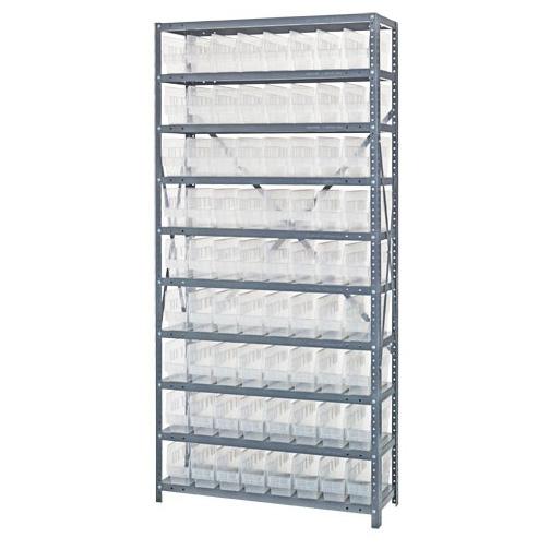 QUANTUM STORAGE SYSTEMS 12" Deep Steel Shelving Kits with Clear Bins 1275-201CL 1 Each - MDL-MDRQ1275201CL