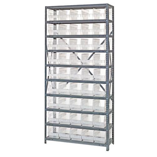 QUANTUM STORAGE SYSTEMS 12" Deep Steel Shelving Kits with Clear Bins 1275-202CL 1 Each - MDL-MDRQ1275202CL