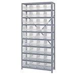 QUANTUM STORAGE SYSTEMS 12" Deep Steel Shelving Kits with Clear Bins 1275-207CL 1 Each - MDL-MDRQ1275207CL