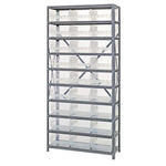 QUANTUM STORAGE SYSTEMS 12" Deep Steel Shelving Kits with Clear Bins 1275-209CL 1 Each - MDL-MDRQ1275209CL