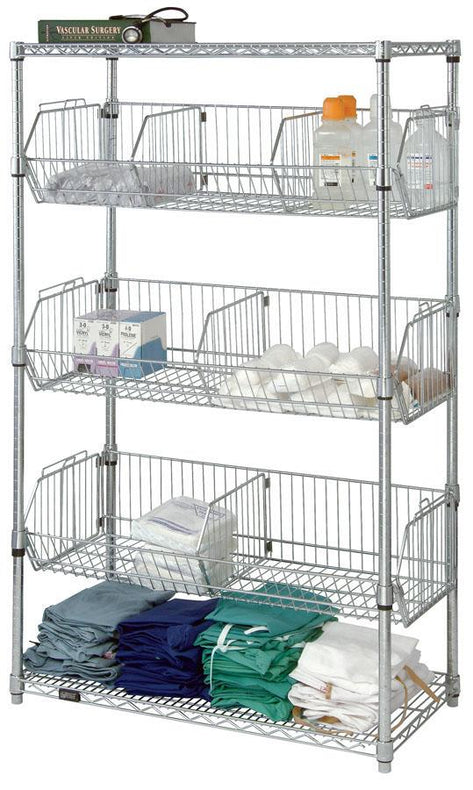 Quantum Storage Systems 18" x 36" x 63" Stationary Modular Wire Basket Unit - MDRQ1836BC6C