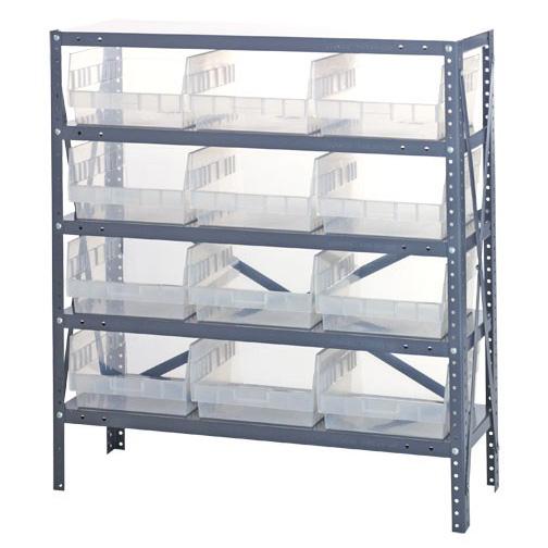 18" Deep Steel Shelving Kits with Clear Bins - 1839-210CL - 1 Each - MDL-MDRQ1839210CL