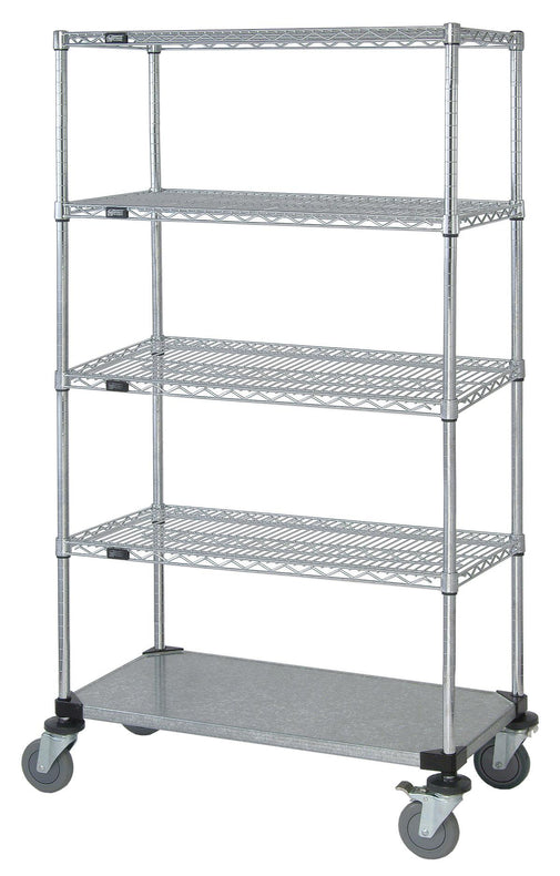 QUANTUM STORAGE SYSTEMS Mobile Shelf Carts with Four Wire and One Solid Shelves M1848CG46-5 1 Each-MDL-MDRQ1848CG465