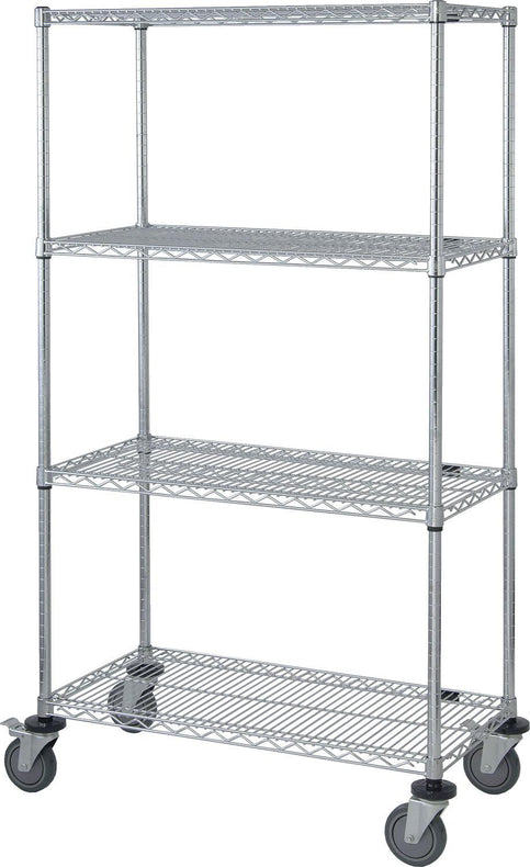 Quantum Storage Systems Shelf 18"W x 60"L x 69"H Mobile Cart with 4 Wire Shelves - MDRQ1860C46