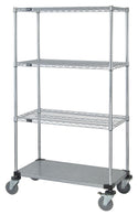 Quantum Storage Systems Mobile Shelf Carts with Three Wire and One Solid Shelves - MDRQ2448CG46