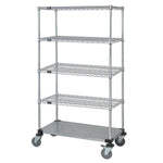 QUANTUM STORAGE SYSTEMS Mobile Shelf Carts with Four Wire and One Solid Shelves M2460CG47-5 1 Each-MDL-MDRQ2460CG475