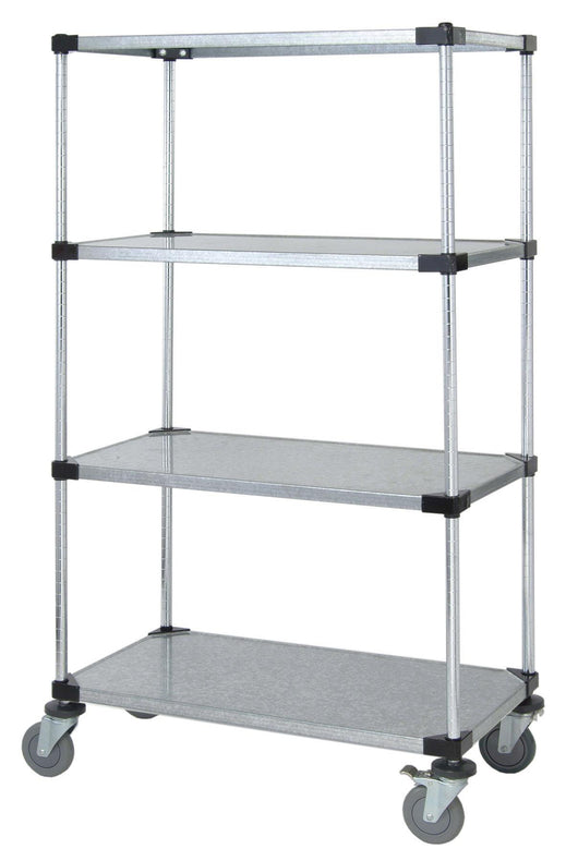 Quantum Storage Systems Shelf Four 24"W x 60"L x 69"H Mobile Cart with 4 Solid Shelves - MDRQ2460SG46