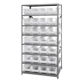 Steel Shelving System with Shelves and Clear Hulk Bins - 2475-950CL - 1 Each - MDL-MDRQ2475950CL