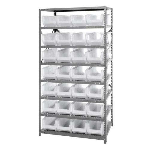 Steel Shelving System with Shelves and Clear Hulk Bins - 2475-950CL - 1 Each - MDL-MDRQ2475950CL