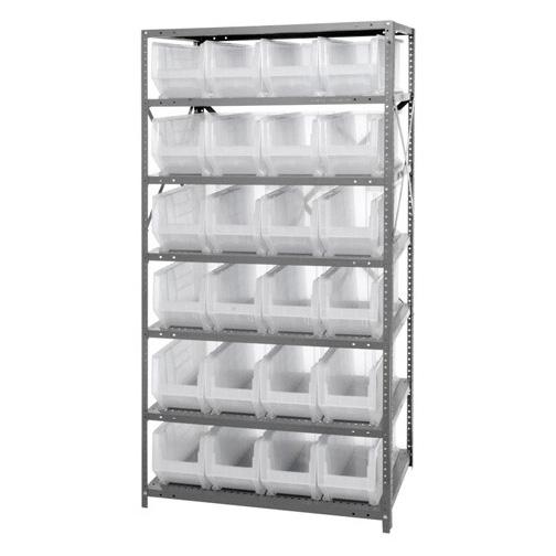 QUANTUM STORAGE SYSTEMS Steel Shelving System with Shelves and Clear Hulk Bins 2475-951CL 1 Each - MDL-MDRQ2475951CL