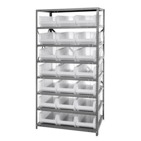 Steel Shelving System with Shelves and Clear Hulk Bins - 2475-952CL - 1 Each - MDL-MDRQ2475952CL