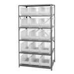 Steel Shelving System with Shelves and Clear Hulk Bins - 2475-953CL - 1 Each - MDL-MDRQ2475953CL