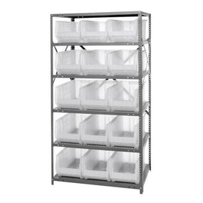 Steel Shelving System with Shelves and Clear Hulk Bins - 2475-953CL - 1 Each - MDL-MDRQ2475953CL