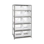 Steel Shelving System with Shelves and Clear Hulk Bins - 2475-954CL - 1 Each - MDL-MDRQ2475954CL
