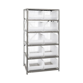 Steel Shelving System with Shelves and Clear Hulk Bins - 2475-954CL - 1 Each - MDL-MDRQ2475954CL