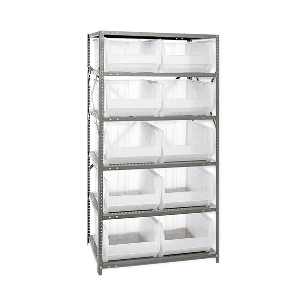 Steel Shelving System with Shelves and Clear Hulk Bins - 2475-954CL - 1 Each - MDL-MDRQ2475954CL