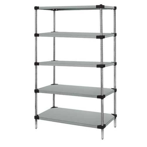 QUANTUM STORAGE SYSTEMS Stainless Steel Starter Kit with 5 Solid Shelves and 4 Posts WRS5-54-1472SS 1 Each-MDL-MDRQ5541472SS