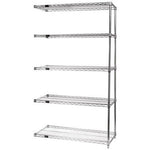 QUANTUM STORAGE SYSTEMS Stainless Steel Add-On Kits with 5 Solid Shelves and 2 Posts AD54-1860S-5 1 Each - MDL-MDRQA541860S5