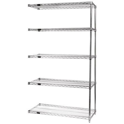 QUANTUM STORAGE SYSTEMS Stainless Steel Add-On Kits with 5 Solid Shelves and 2 Posts AD54-1860S-5 1 Each - MDL-MDRQA541860S5