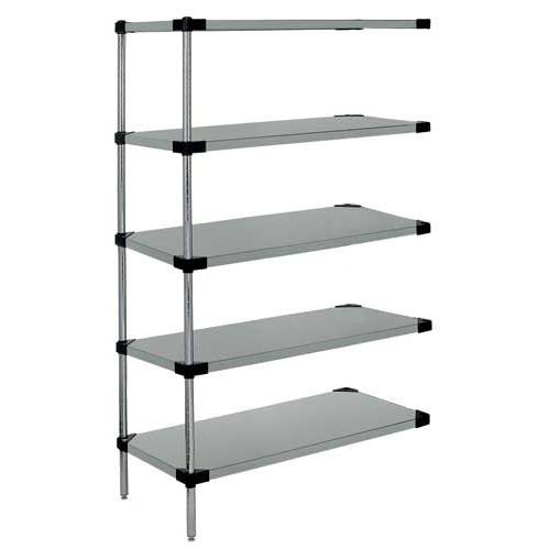 21"W x 72"L x 54"H Galvanized Steel Add-On Kit with 5 Shelves, Solid and 2 Posts - AD54-2172SG-5 - 1 Each