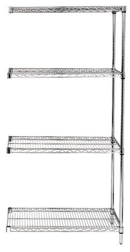 Quantum Storage Systems Stainless Steel Add-On Kits with 4 Shelves and 2 Posts AD54-1236S 1.0 Each-MDL-MDRQAD541236S