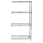 Quantum Storage Systems and 2 Posts AD862448C 24"W x 48"L x 86"H Chrome Add-On Kit with 4 Shelves - MDL-MDRQAD862448C - 1 Each
