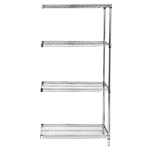 Quantum Storage Systems and 2 Posts AD862460C 24"W x 60"L x 86"H Chrome Add-On Kit with 4 Shelves - MDL-MDRQAD862460C - 1 Each