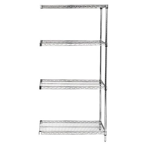 Quantum Storage Systems Stainless Steel Add-On Kits with 4 Shelves and 2 Posts AD86-3660S 1.0 Each-MDL-MDRQAD863660S