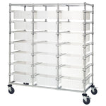 Quantum Storage Systems Cart with Cart-Triple-Bay, 24" x 60", 21 Clear Bins - MDRQBC69M1TCL