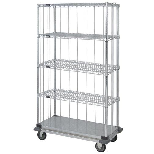 Quantum Storage Systems 3-Sided Carts with 1 Solid and 4 Wire Shelves and Dolly MD2448CG47RE-5 1.0 Each-MDL-MDRQD2448G475