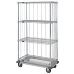Quantum Storage Systems Shelf 24" x 60" x 70" Three-Sided Cart with Four Wire Shelves and Dolly Base - MDRQD2460C46