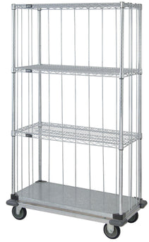 3-Sided Carts with 1 Solid and 3 Wire Shelves and Dolly Base - MD2460CG46RE - 1 Each - MDL-MDRQD2460CG46