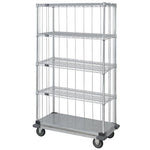 Quantum Storage Systems 3-Sided Carts with 1 Solid and 4 Wire Shelves and Dolly MD2460CG46RE-5 1.0 Each-MDL-MDRQD2460G465