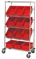 QUANTUM STORAGE SYSTEMS Shelf Units Mobile Cart, Slanted, 18" x 48" x 69", 3 Slanted Shelves, 2 Flat Shelves - M1848SL6C - 1 Each