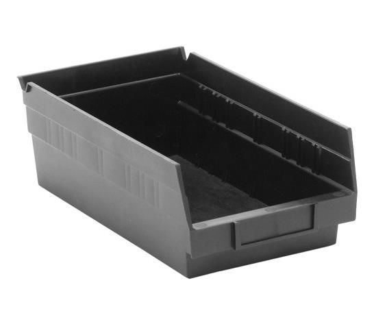 Quantum Storage Systems Black Economy Shelf Bin, 6-5/8"W x 11-5/8"L x 4"H - MDRQSB102BK