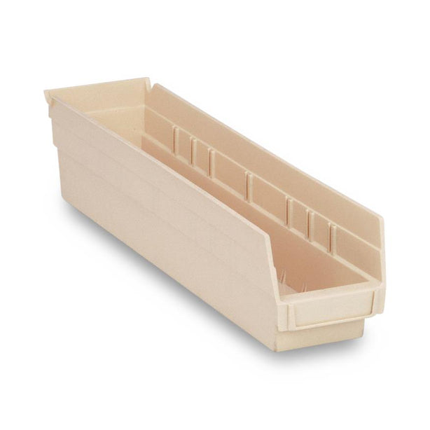 Quantum Storage Systems Ivory Economy Shelf Bin, 4-1/8"W x 17-7/8"L x 4"H - MDRQSB103IV