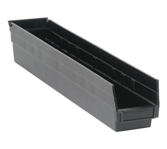 Quantum Storage Systems Black Economy Shelf Bin, 4-1/8"W x 23-5/8"L x 4"H - MDRQSB105BK