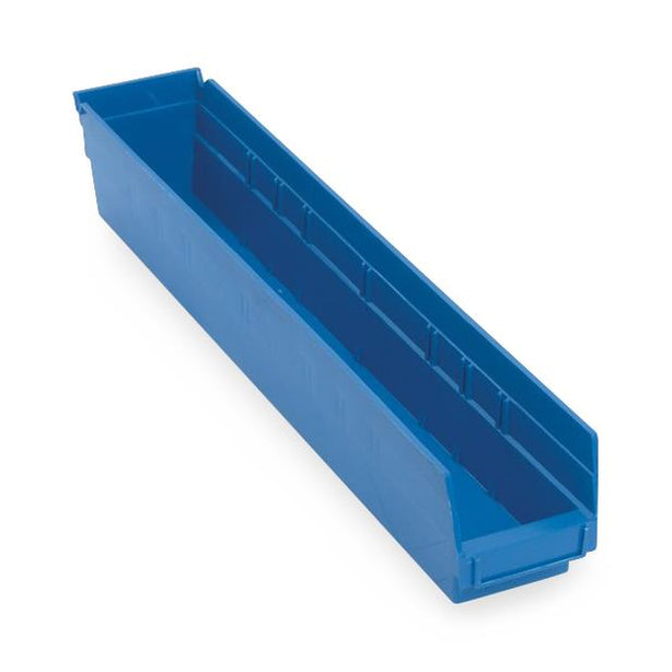Quantum Storage Systems Blue Economy Shelf Bin, 4-1/8"W x 23-5/8"L x 4"H - MDRQSB105BL