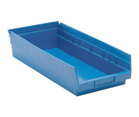 Quantum Storage Systems Blue Economy Shelf Bin, 8-3/8"W x 17-7/8"L x 4"H - MDRQSB108BL