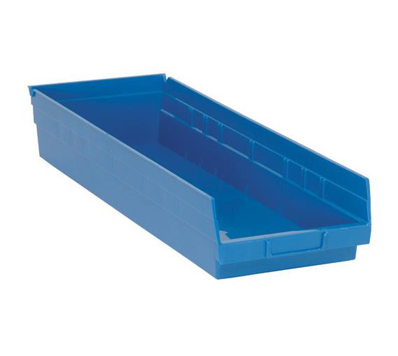 Quantum Storage Systems Blue Economy Shelf Bin, 8-3/8"W x 23-5/8"L x 4"H - MDRQSB114BL