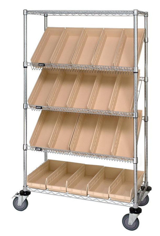 Quantum Storage Systems Slanted Shelf Slanted-Shelf Suture Cart, Open Sides, 24" x 36" x 69" - MDRQSC5632436