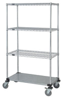 Quantum Storage Systems Stainless Steel Wire Shelving Unit with 3 Wire Shelves and 1 Solid Shelf, 18" x 48" x 63" - MDRQSS184863P