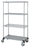 Quantum Storage Systems Stainless Steel Wire Shelving Unit with 3 Wire Shelves and 1 Solid Shelf, 18" x 60" x 63" - MDRQSS186063P
