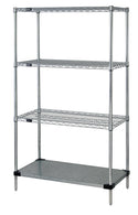 Quantum Storage Systems Stainless Steel Wire Shelving Unit with 3 Wire Shelves and 1 Solid Shelf, 24" x 48" x 63" - MDRQSS244863P