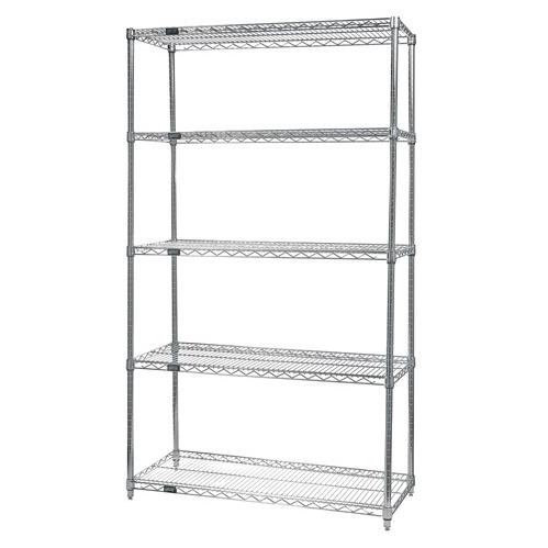 QUANTUM STORAGE SYSTEMS Chrome Shelving Starter Kits with 5 Shelves WR86-2424C-5 1 Each - MDL-MDRQW862424C5