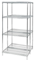 Quantum Storage Systems Unit Wire Shelving Starter Kit, 4 Shelf, Chrome, 14" x 30" x 63" - MDRQWR631430C