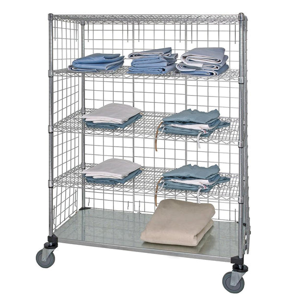Quantum Storage Systems 3-Sided Linen Carts with 1 Solid and 4 Wire Shelves WRCS4-74-2448EP-5 1.0 Each-MDL-MDRQWR7424485
