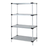 Quantum Storage Systems Stainless WR742448SG 24"W x 48"L x 74"H Galvanized Steel Starter Kit with 4 Solid Shelves - MDL-MDRQWR742448G - 1 Each