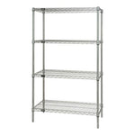 Quantum Storage Systems Shelving WR74-3036S 30" x 36" Stainless Steel Starter Kit with 4 Shelves and 74" Post - MDL-MDRQWR743036S - 1 Each