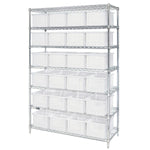 QUANTUM STORAGE SYSTEMS Wire Shelving Units with Clear Divider Bins WR7-92080CL 1 Each - MDL-MDRQWR792080C
